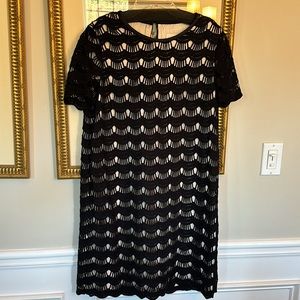 Beautiful Kate spade shift dress black lace over champagne slip